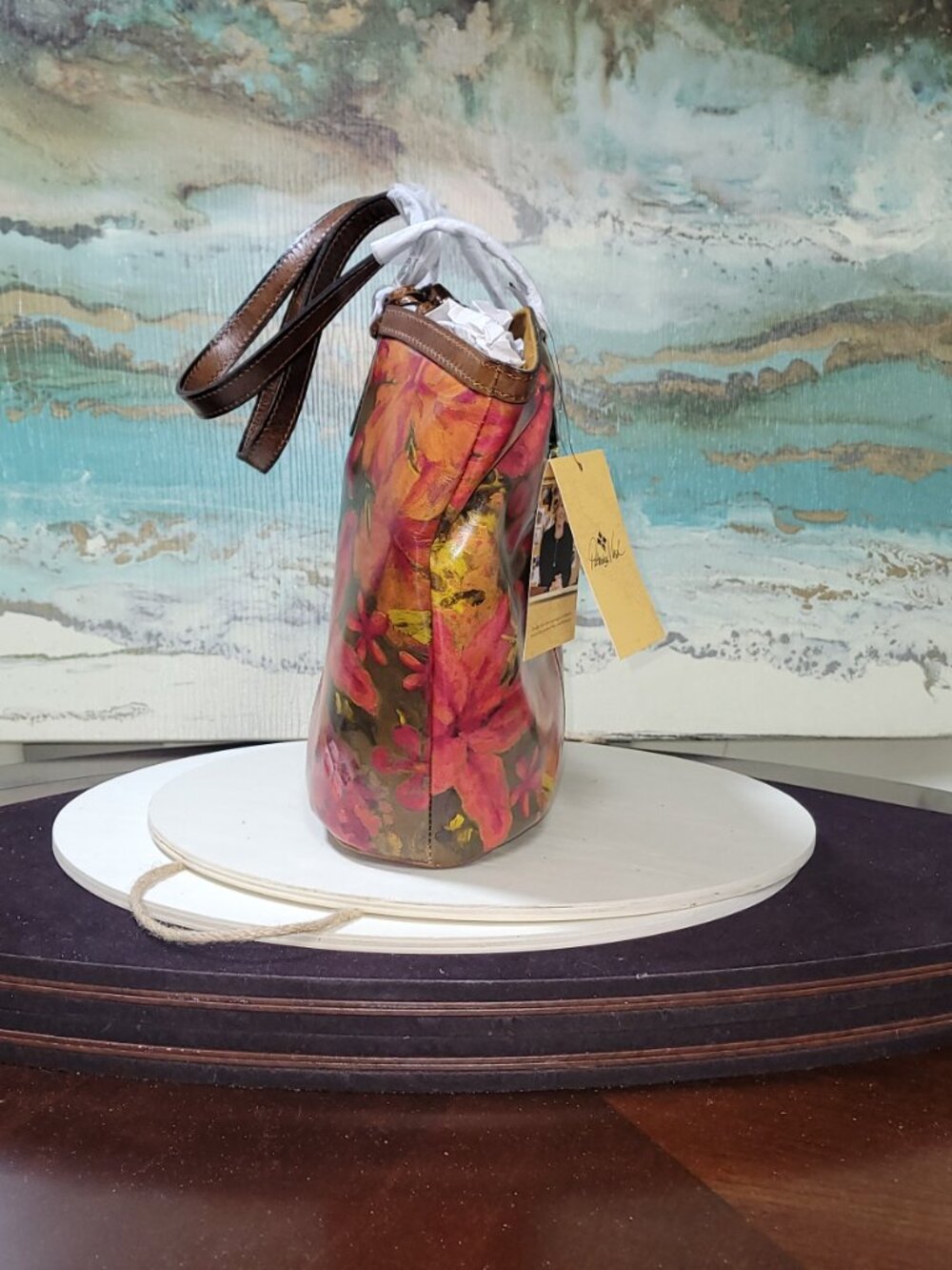 Patricia Nash Leather Marconia Floral Oil Tote, Item #HL01 - Picture 4 of 13